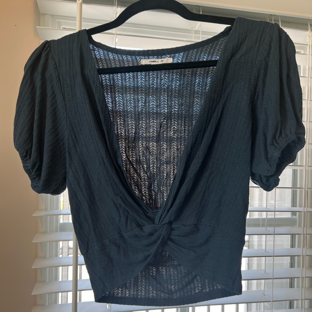 O'Neill Navy Puff Sleeve Blouse